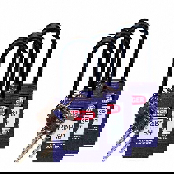 Lockout Padlock: Keyed Alike, Key Retaining, Nylon, Nylon Shackle, Purple