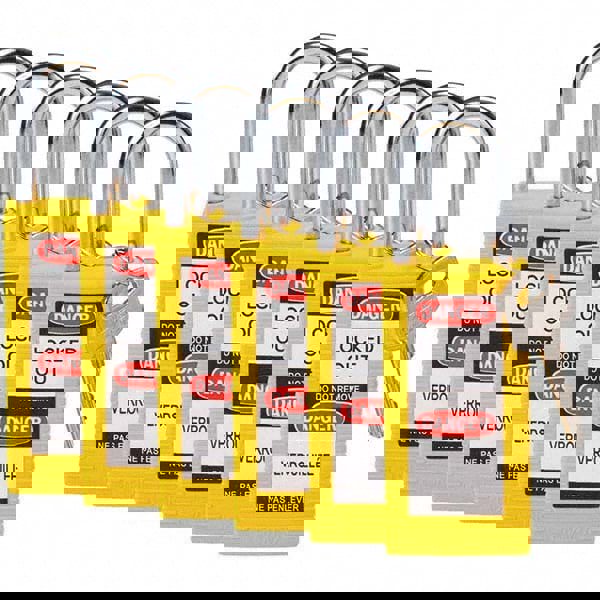 Lockout Padlock: Keyed Alike, Key Retaining, Nylon, Nylon Shackle, Yellow