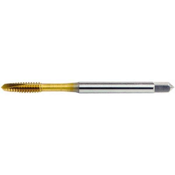 Spiral Point Tap: 7/16-14 UNC, 3 Flutes, Plug, High Speed Steel, TiN Coated