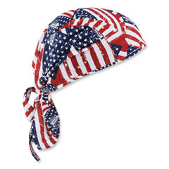 Tie Hat: Size Universal, Blue, Red & White, Elastic Band, Low-Profile, Machine Washable, Moisture Wicking & Terry Cloth Sweatband