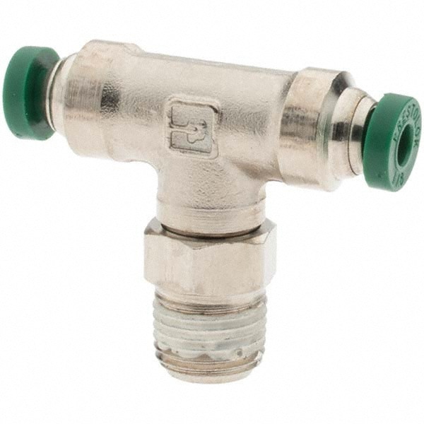 Push-To-Connect Tube to Male & Tube to Male NPT Tube Fitting: Male Swivel Run Tee, 1/8