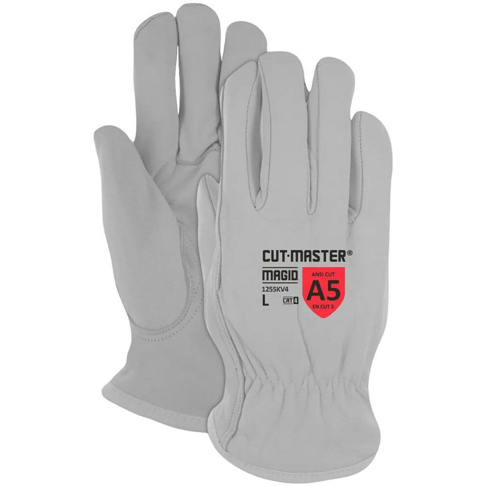 Cut, Puncture & Abrasive-Resistant Gloves: Size L, ANSI Cut A5, ANSI Puncture 4, Goatskin