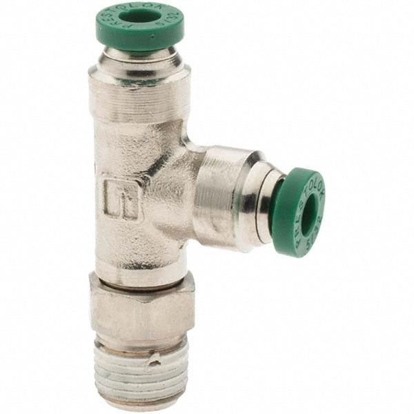 Push-To-Connect Tube to Male & Tube to Male NPT Tube Fitting: Male Swivel Run Tee, 1/8