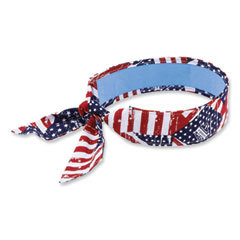 Cooling Bandana: Size Universal, Blue, Red & White, Cooling Relief, Low-Profile & Machine Washable
