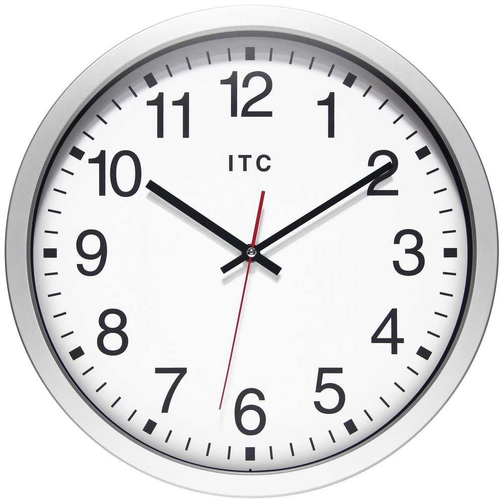 Office Wall Clocks; Clock Type: Dial ; Display Type: Analog ; Power Source: Battery ; Clock Movement Control: Manual ; Face Color: White ; Case Color: Silver