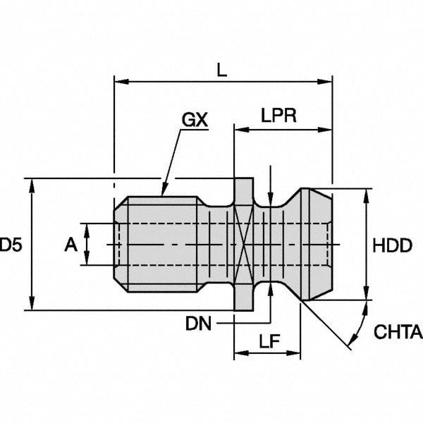 Retention Knob: CAT50, 45 &deg; Angle Radius, 1.1457