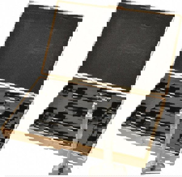 Mechanical Depth Micrometer: 100 mm Range, 4 Rod, Satin Chrome Finish