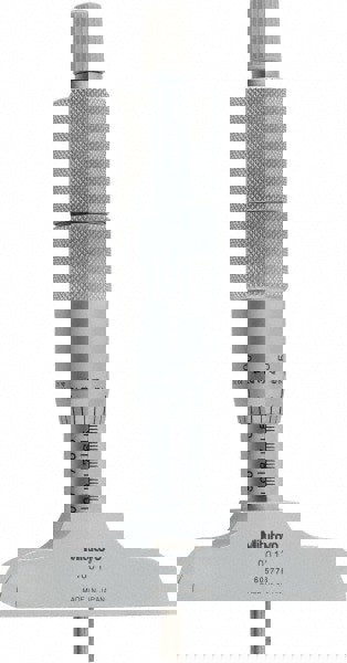 Mechanical Depth Micrometer: 4'' Range, 4 Rods, Satin Chrome Finish