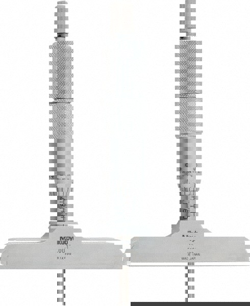 Mechanical Depth Micrometer: 4'' Range, 4 Rod, Satin Chrome Finish