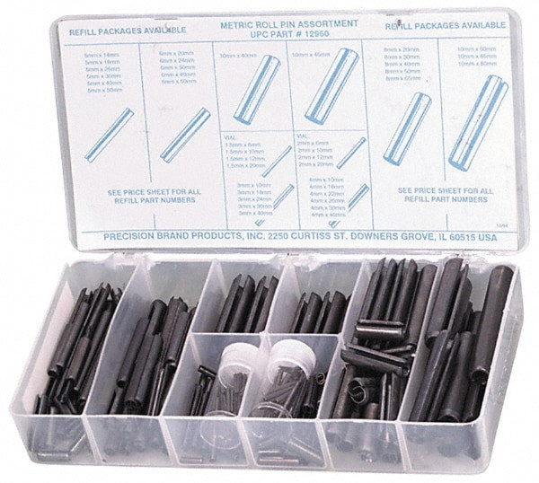 287 Piece, 1.5 to 10mm Pin Diam, Spring Pin Assortment