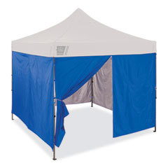 Shelters; Width (Feet): 1; Overall Length: 10.00; Center Height: 10 ft; Side Height: 10 ft; Covering Finish: Polyurethane-Coated; Number Of Doors: 1.000; Number Of Sides: 4; Color: Blue; Includes: One (1) Zippered Sidewall & Three (3) Standard Sidewalls;