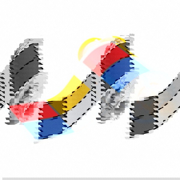 Label Maker Label: Blue Red & Yellow on White, Vinyl, 6