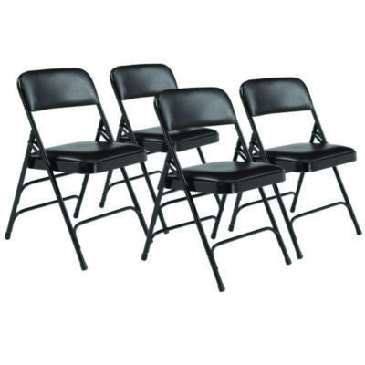 Folding Chairs; Pad Type: Padded; Vinyl ; Material: Vinyl ; Seat Color: Black ; UNSPSC Code: 56101542