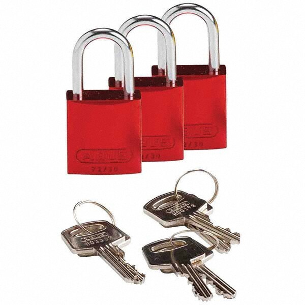 Lockout Padlock: Keyed Alike, Key Retaining, Aluminum, 1