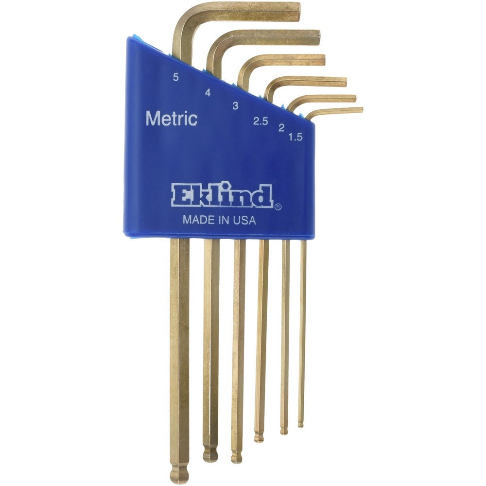 Hex Key Sets; Tool Type: Hex L-Key ; Handle Type: L-Handle ; Hex Size Range (mm): 1.5 - 5 ; Container Type: Caddy ; Material: Alloy Steel ; Overall Length (Inch): 4-13/16