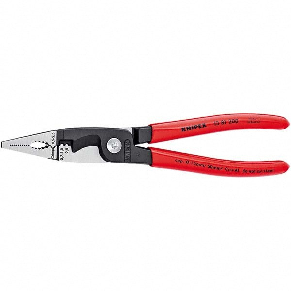 Electrician Pliers Cable Cutter: 15 mm Capacity, 206 mm OAL