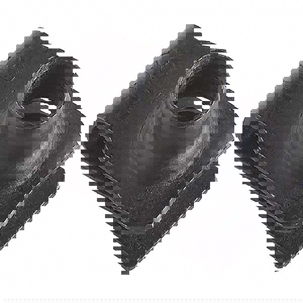 Clip On & Floating Nuts; U Nut Type: Extruded Tapped Hole ; Type: U Nut ; Finish/Coating: Black Phosphate ; Material: Spring Steel ; Maximum Material Thickness (Decimal Inch): 0.0250 ; Minimum Material Thickness (Decimal Inch): 0.0250