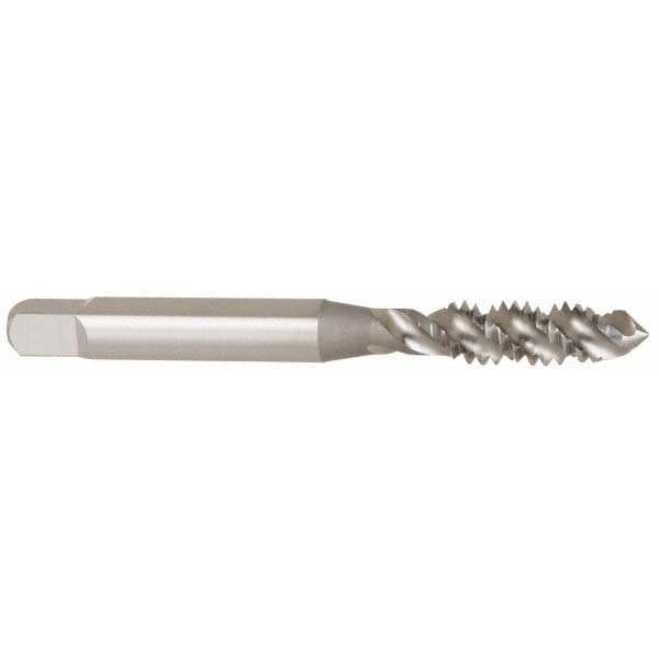 Spiral Flute Tap: #3-48 UNC, 2 Flutes, Plug, 2B Class of Fit, High Speed Steel, Bright/Uncoated