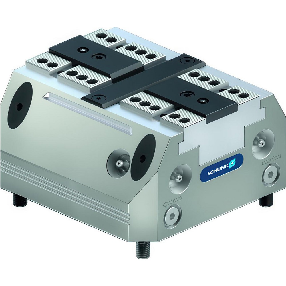 Clamp Mounting Blocks; For Use With: SCHUNK System Jaws ; Thread Size: M8 ; Mounting Hole Size (Decimal Inch): 0.3149 ; Mounting Hole Size (mm): 8.00 ; Block Length (Decimal Inch): 3.9370 ; Block Height/Thickness (Decimal Inch): 2.7244
