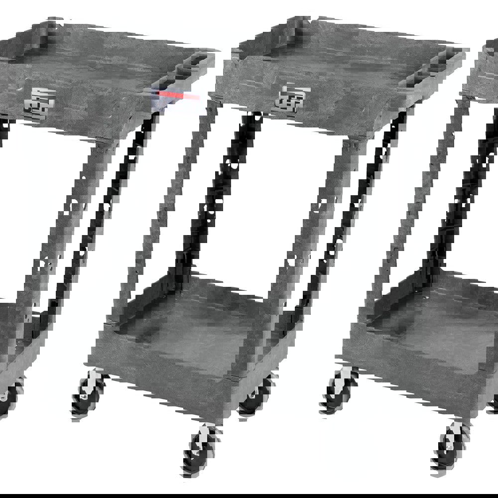 Carts; Cart Type: Resin Utility Cart; Caster Type: Swivel; Caster Configuration: Swivel; Brake Type: No Brake; Assembly: Assembly Required; Wheel Diameter: 5 in; Material: Polypropylene; Overall Length: 34.00; Overall Width: 17; Overall Height: 32.5 in; S