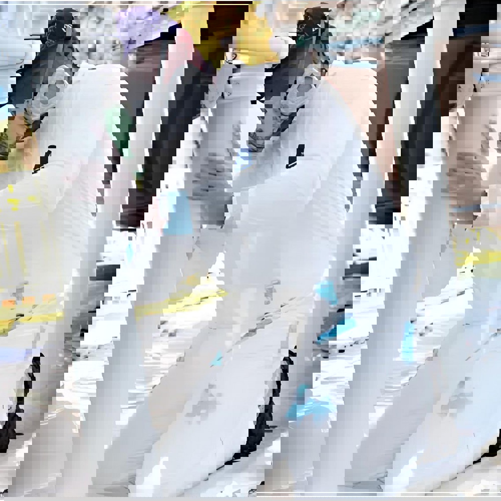 Disposable Coveralls: Size 2X-Large, Film Laminate, Zipper Closure