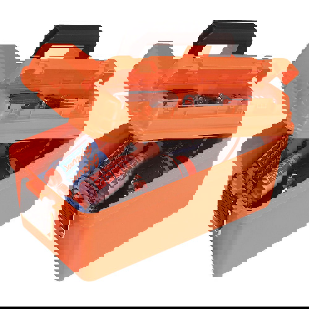 Tool Boxes, Cases & Chests; Color: Orange ; Material: Plastic ; Overall Height: 6.25in ; Overall Depth: 8in ; Overall Width: 15