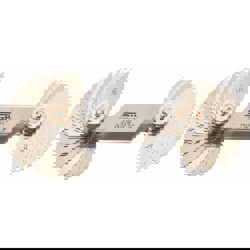 Radius Gage Set: Stainless Steel, 1/32 to 1/4