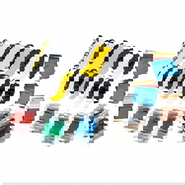 Label Maker Label: Black Blue Green Red White & Yellow, Resin Ribbon & Vinyl, 6