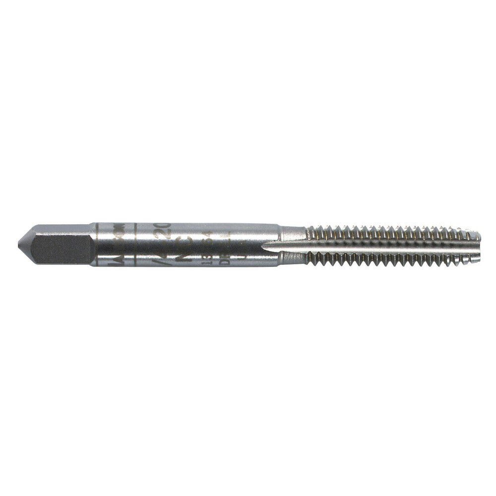 Straight Flute Tap: 1/4-20 UNC, 4 Flute, Plug Chamfer, High-Carbon Steel, Silver Finish