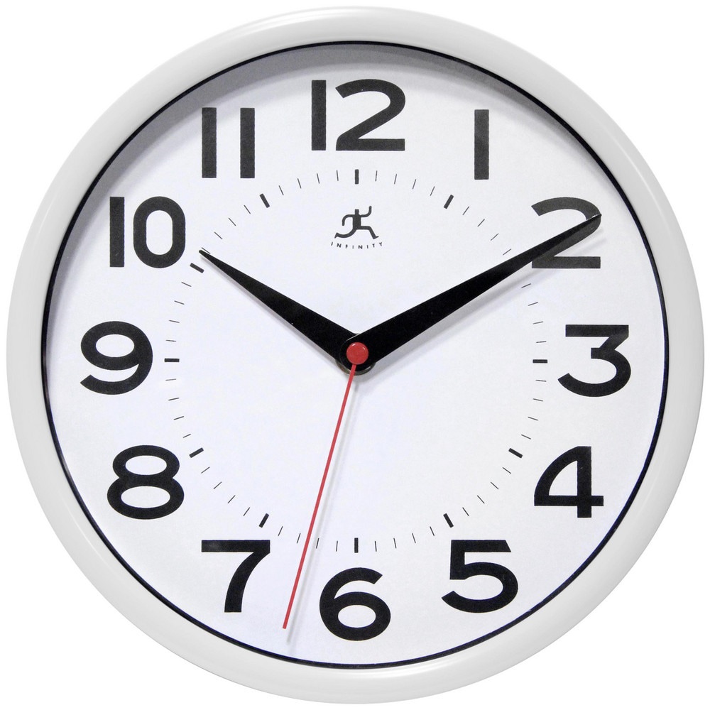Office Wall Clocks; Clock Type: Dial ; Display Type: Analog ; Power Source: Battery ; Clock Movement Control: Manual ; Face Color: White ; Case Color: White