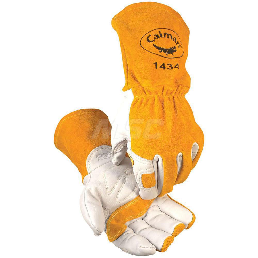 Welding Gloves: Caiman 1434, Size X-Large, Uncoated-Coated, Grain Cowhide Leather & Split Cowhide Leather, Pair