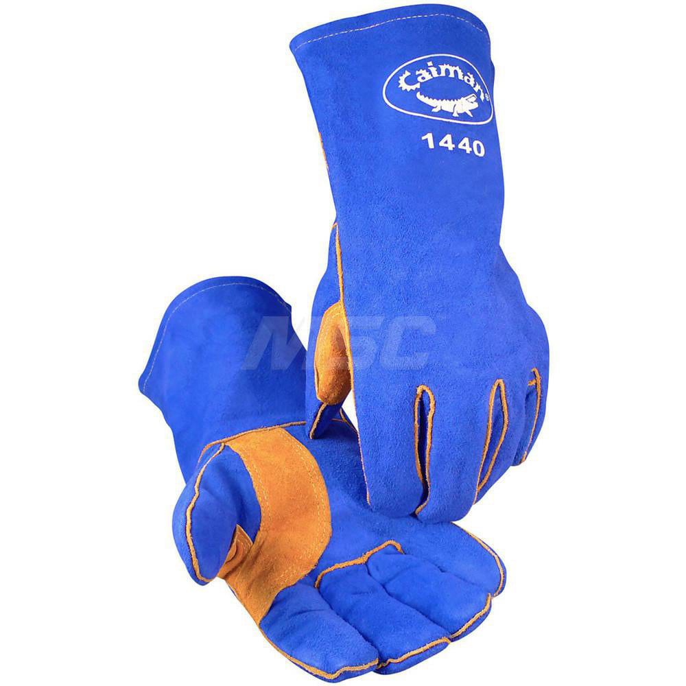 Welding Gloves: Caiman 1440, Size Large, Uncoated-Coated, Split Cowhide Leather, Pair, for General Welding