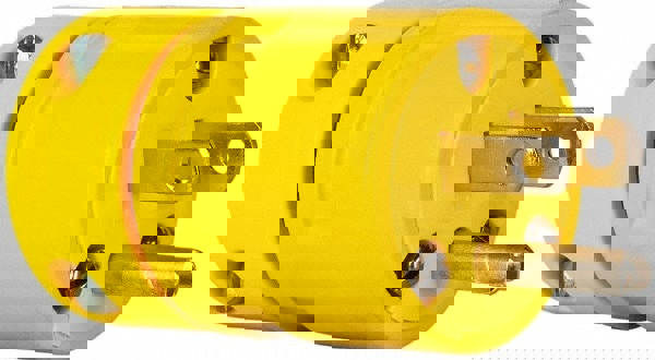 Straight Blade Plug: Industrial, 5-15, 125VAC, Yellow