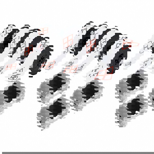 Label Maker Label: Black Red & White, Resin Ribbon & Vinyl, 4 Roll