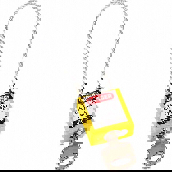 Lockout Padlock: Keyed Different, Key Retaining, Nylon, Steel Shackle, Yellow