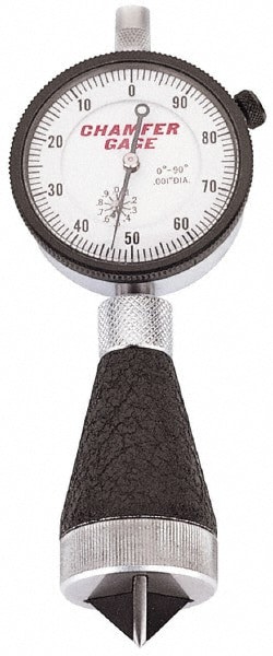 Chamfer Gages; Type: External; Minimum Measurement (Inch): 0; Maximum Measurement (Inch): 1; Minimum Included Angle: 90.0 0; Maximum Included Angle: 127.0 0; Accuracy (Decimal Inch): 0.0020; 0.0020 in; Graduation (Decimal Inch): 0.0010; Plunger Type: 3-Bl