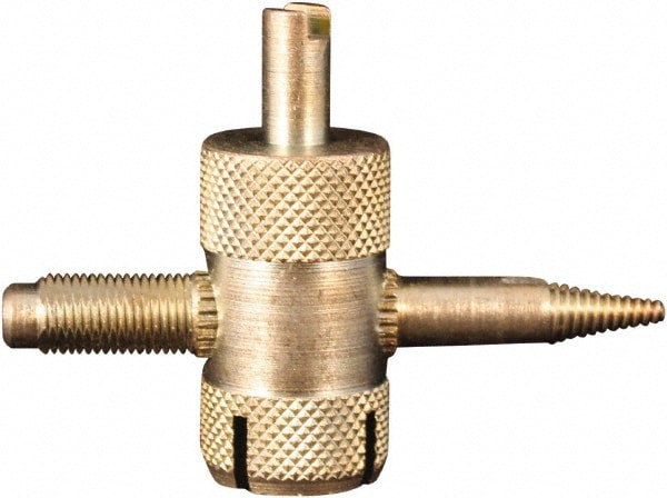 4-Way Valve Tool: Steel, Remove, Install, Deflate & Rethread Valve Core, Use with Large Bore Tire Valves