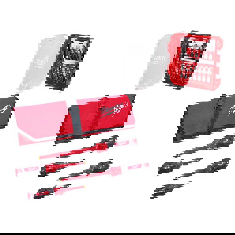 Screwdriver Sets; Screwdriver Types Included: Insulated Slotted; Phillips ; Container Type: Roll-Up Pouch ; Tether Style: Not Tether Capable ; Number Of Pieces: 17 ; Insulated: Yes