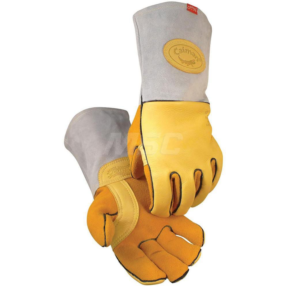 Welding Gloves: Size Medium, Uncoated, Grain Elkskin Leather, MIG Welding & Stick Welding Application