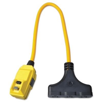 Right Angle GFCI Cord Set: 2' Cord, 15A, 120V