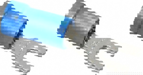 Standard Fork Terminal: Blue, Vinyl, Partially Insulated, #6 Stud, Crimp