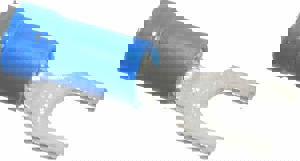 Standard Fork Terminal: Blue, Vinyl, Partially Insulated, #8 Stud, Crimp