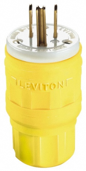 Straight Blade Plug: Industrial, 5-15P, 125VAC, Yellow