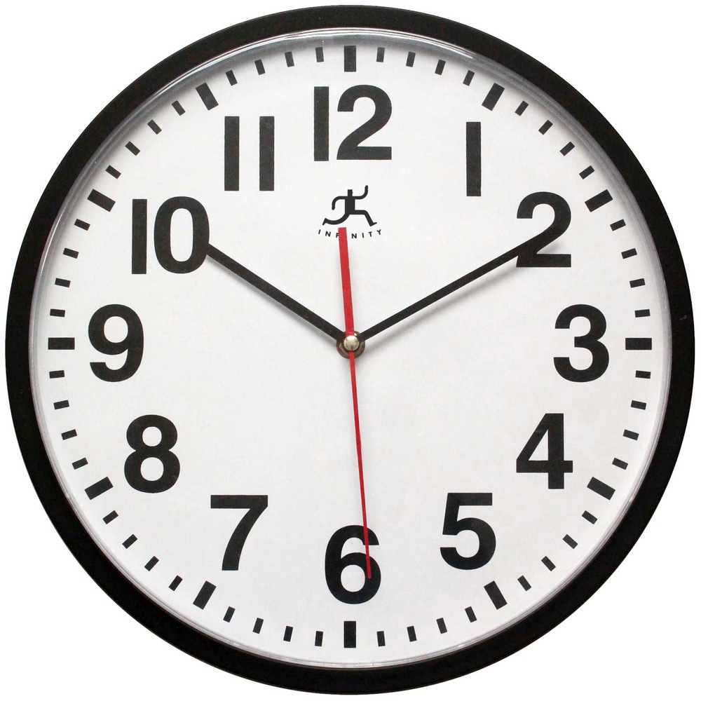 Office Wall Clocks; Clock Type: Dial ; Display Type: Analog ; Power Source: Battery ; Clock Movement Control: Quartz ; Face Diameter: 11.7500 (Decimal Inch); Face Color: White