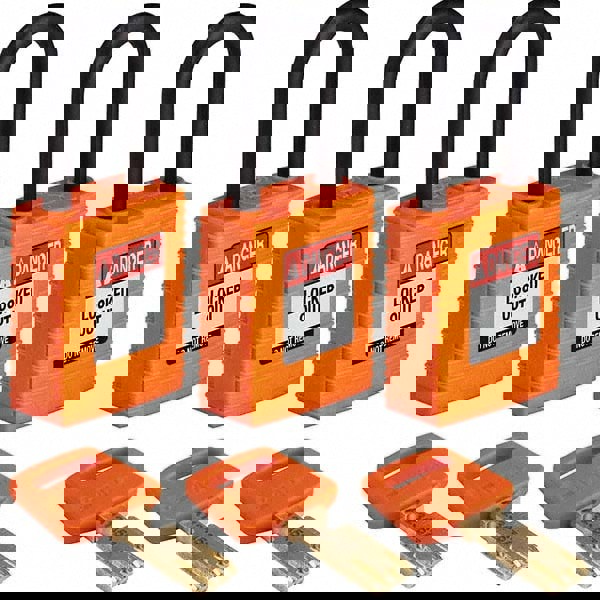 Lockout Padlock: Keyed Alike, Key Retaining, Nylon, 0.8