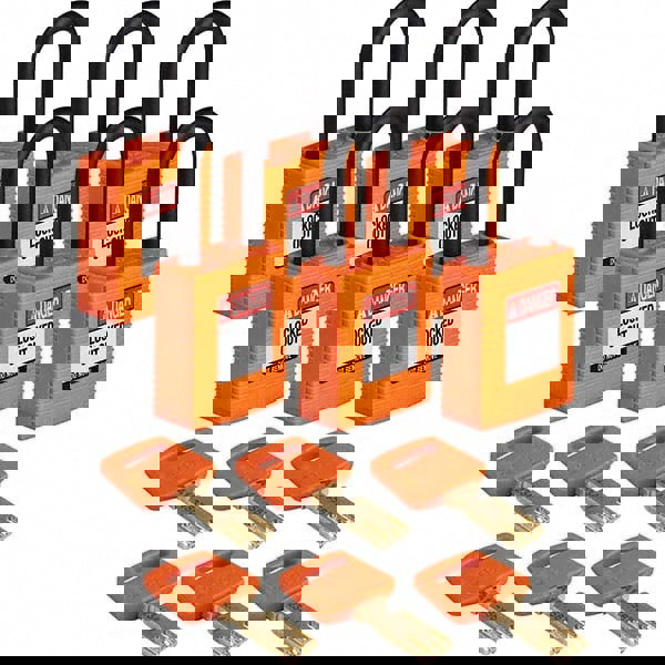 Lockout Padlock: Keyed Alike, Key Retaining, Nylon, 0.8