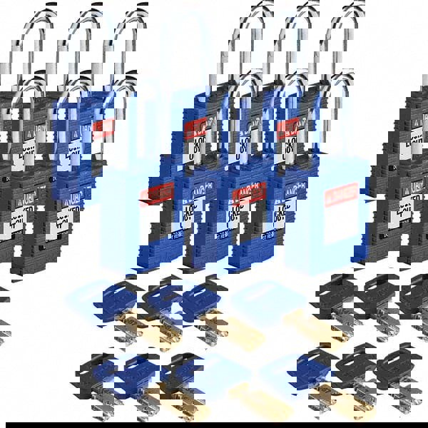 Lockout Padlock: Keyed Alike, Aluminum, Steel Shackle, Green