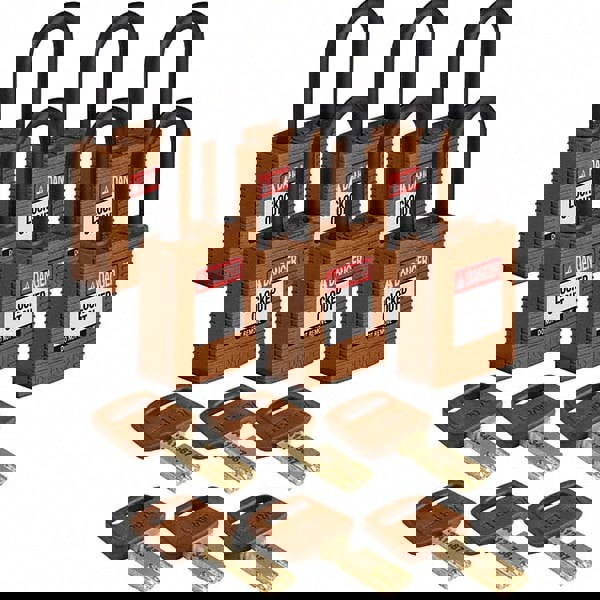 Lockout Padlock: Keyed Different, Key Retaining, Nylon, Plastic Shackle, Brown