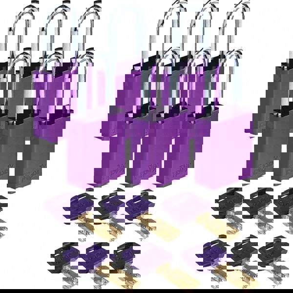 Lockout Padlock: Keyed Different, Aluminum, Steel Shackle, Purple