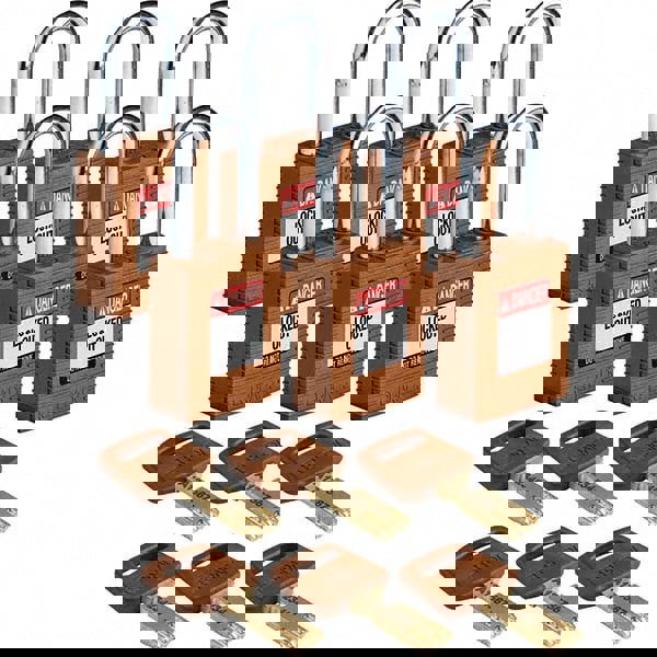 Lockout Padlock: Keyed Alike, Key Retaining, Nylon, Steel Shackle, Brown